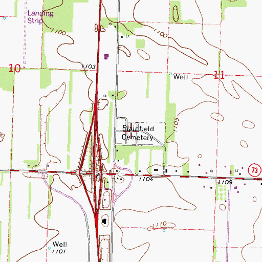 Topographic Map of Plainfield Cemetery, WI