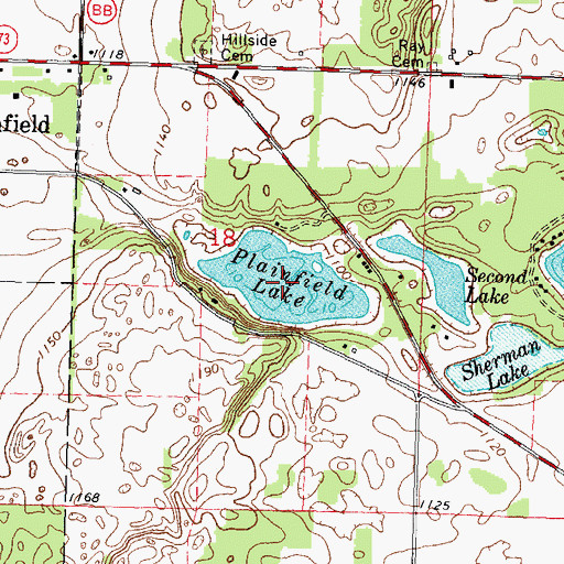 Topographic Map of Plainfield Lake, WI