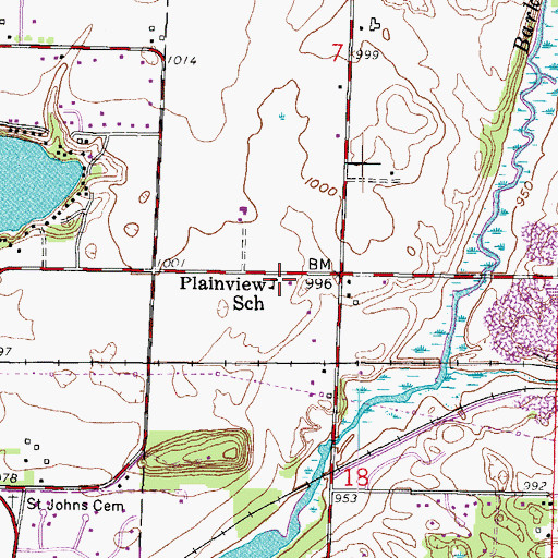 Topographic Map of Plainview School (historical), WI