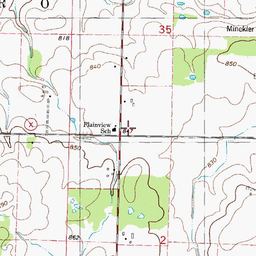 Topographic Map of Plainview School, WI