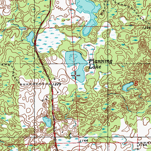 Topographic Map of Planning Lake, WI
