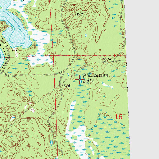 Topographic Map of Plantation Lake, WI
