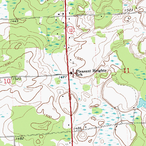 Topographic Map of Pleasant Heights School, WI