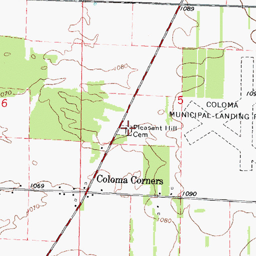 Topographic Map of Pleasant Hill Cemetery, WI