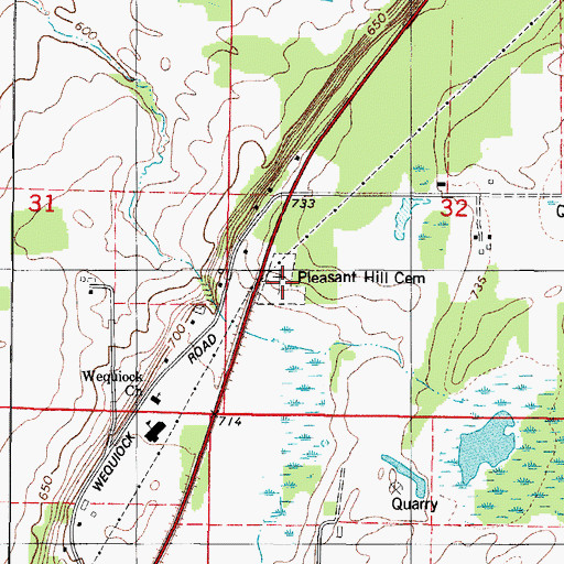 Topographic Map of Pleasant Hill Cemetery, WI