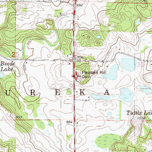 Topographic Map of Pleasant Hill Cemetery, WI