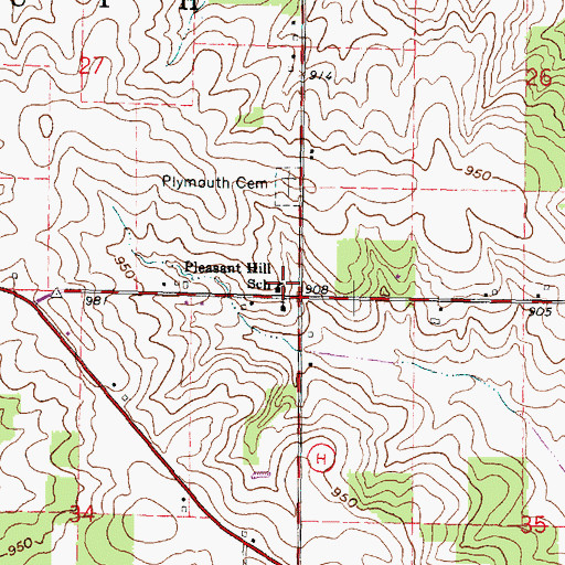 Topographic Map of Pleasant Hill School, WI