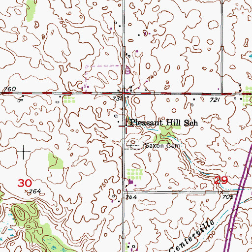 Topographic Map of Pleasant Hill School, WI