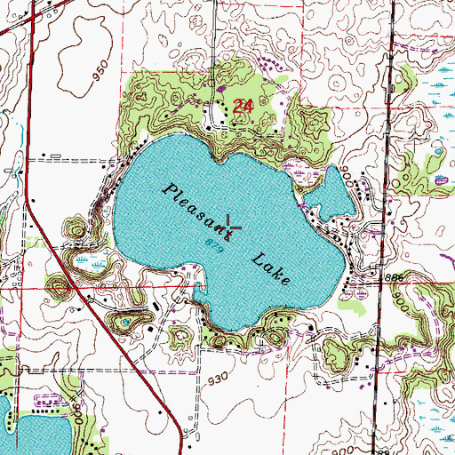 Topographic Map of Pleasant Lake, WI