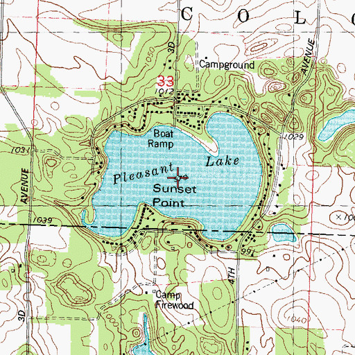 Topographic Map of Pleasant Lake, WI