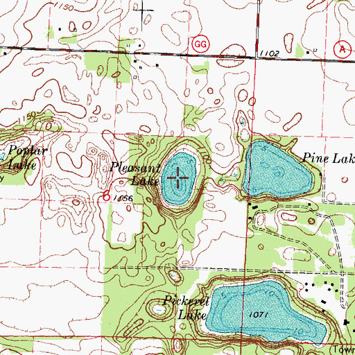 Topographic Map of Pleasant Lake, WI