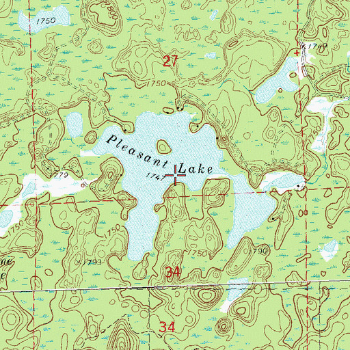 Topographic Map of Pleasant Lake, WI