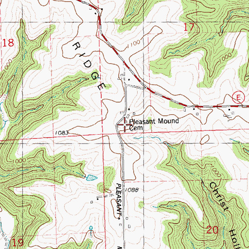 Topographic Map of Pleasant Mound Cemetery, WI