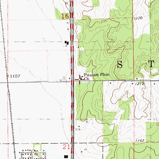 Topographic Map of Pleasant Plain Church, WI