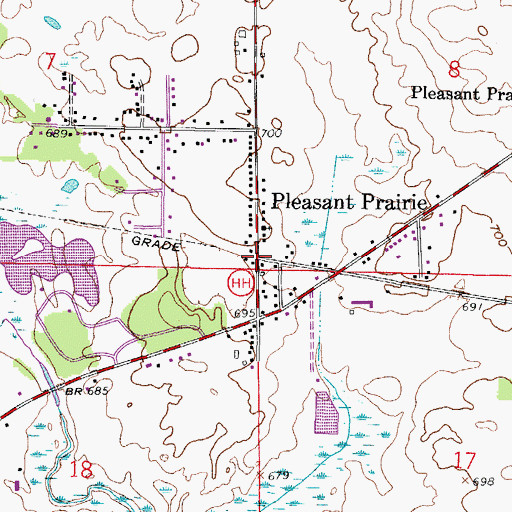 Topographic Map of Pleasant Prairie, WI