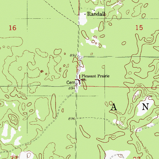 Topographic Map of Pleasant Prairie Church, WI