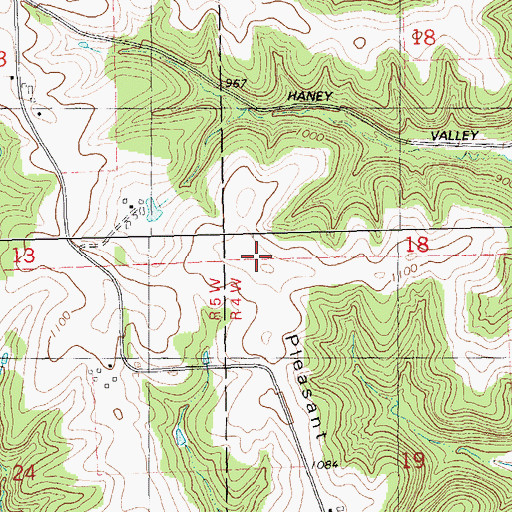 Topographic Map of Pleasant Ridge, WI