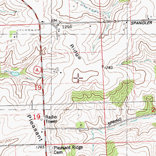 Topographic Map of Pleasant Ridge, WI
