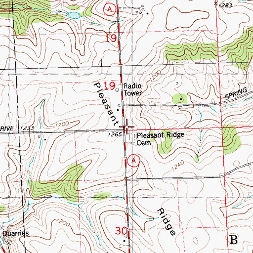 Topographic Map of Pleasant Ridge Church, WI