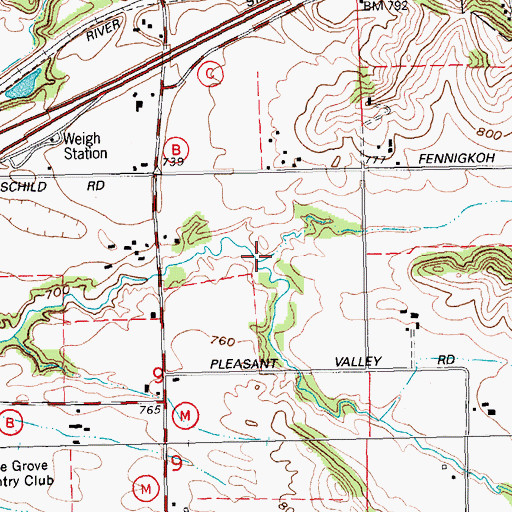 Topographic Map of Pleasant Valley, WI