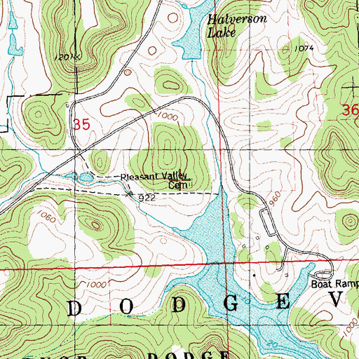 Topographic Map of Pleasant Valley Cemetery, WI