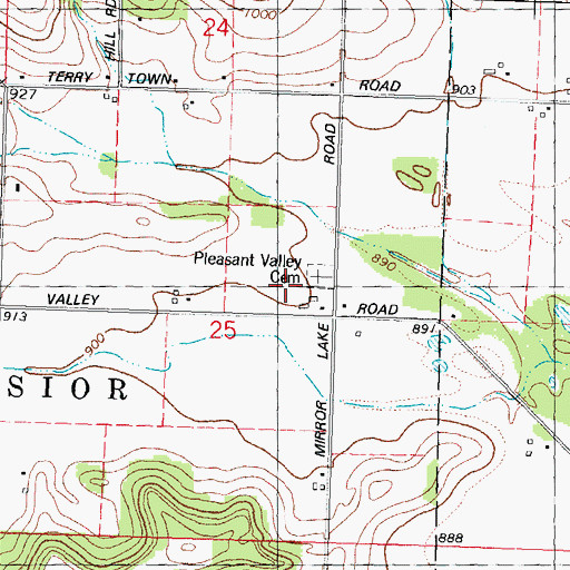 Topographic Map of Pleasant Valley Cemetery, WI