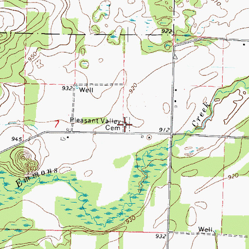 Topographic Map of Pleasant Valley Cemetery, WI
