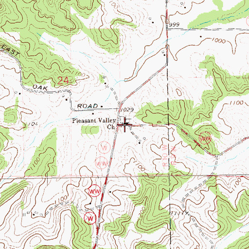 Topographic Map of Pleasant Valley Church, WI