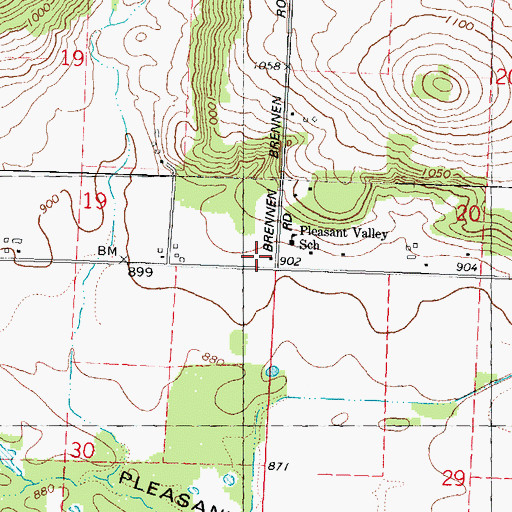 Topographic Map of Pleasant Valley School, WI