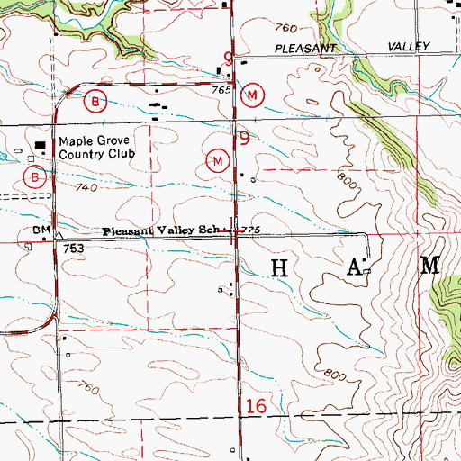 Topographic Map of Pleasant Valley School, WI