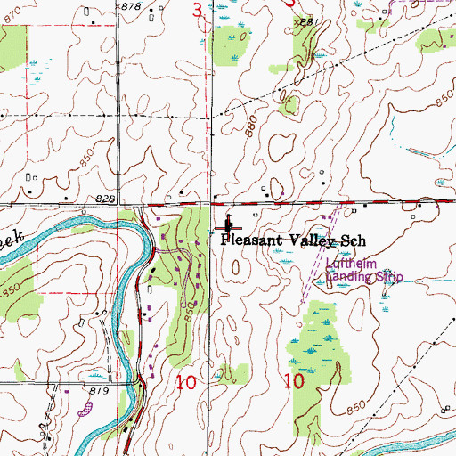 Topographic Map of Pleasant Valley School, WI