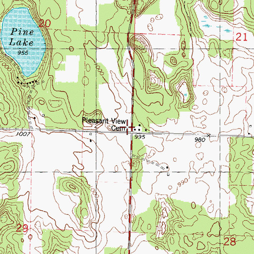 Topographic Map of Pleasant View Cemetery, WI