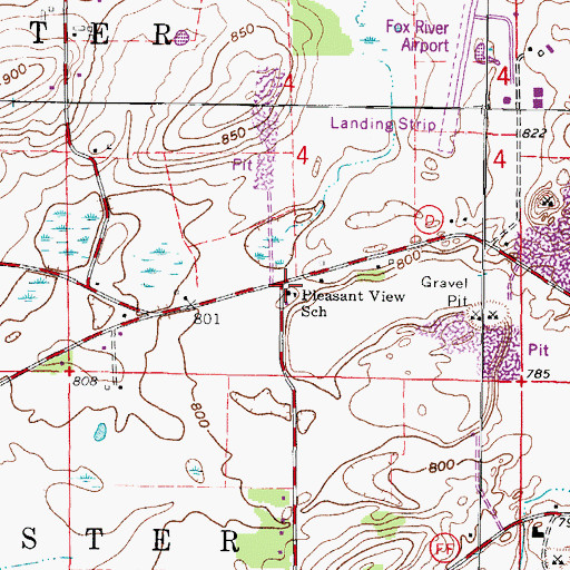 Topographic Map of Pleasant View School, WI