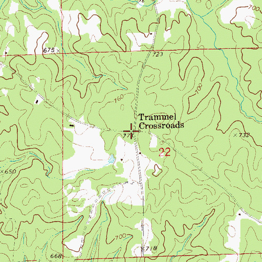 Topographic Map of Trammel Crossroads, AL