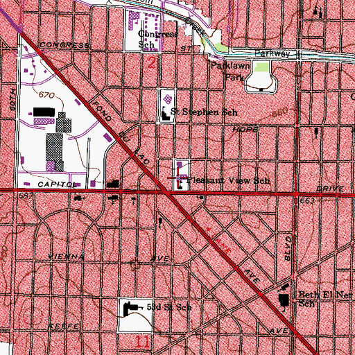 Topographic Map of Carson Academy, WI