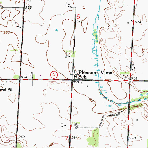 Topographic Map of Pleasant View School, WI