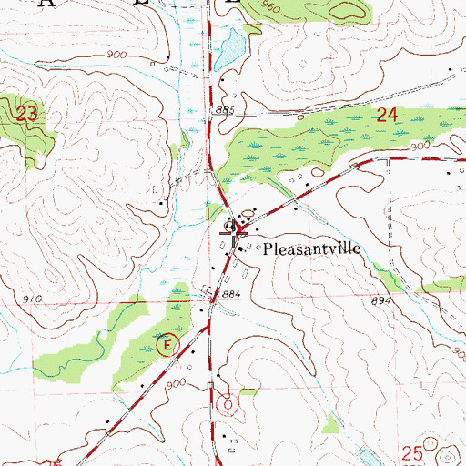 Topographic Map of Pleasantville, WI