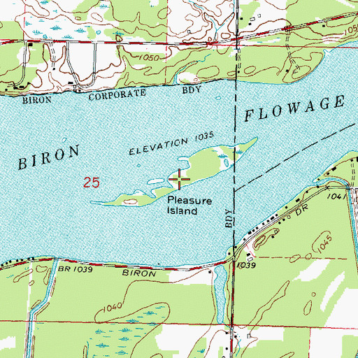 Topographic Map of Pleasure Island, WI