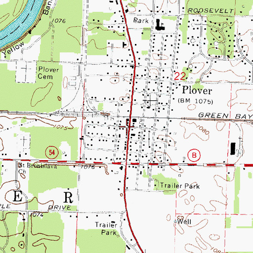 Topographic Map of Plover, WI