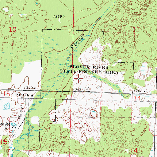 Topographic Map of Plover River State Fishery Area, WI