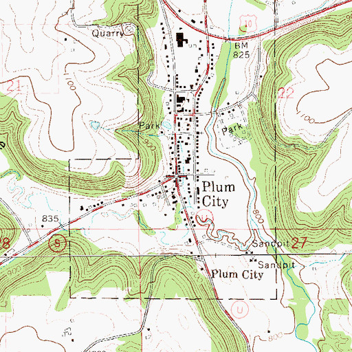 Topographic Map of Plum City, WI