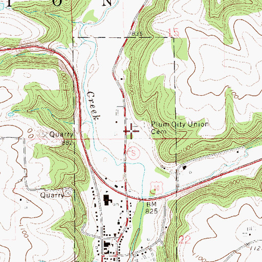 Topographic Map of Plum City Union Cemetery, WI