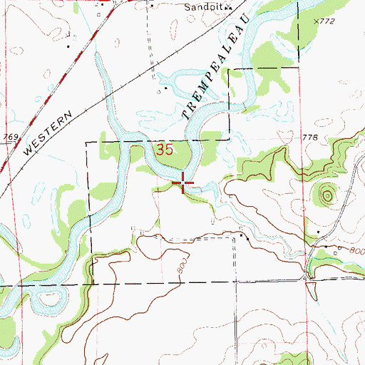 Topographic Map of Plum Creek, WI