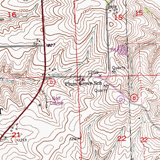 Topographic Map of Plum Grove School, WI