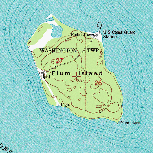 Topographic Map of Plum Island, WI