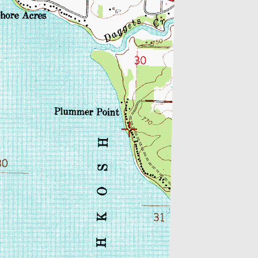 Topographic Map of Plummer Point, WI