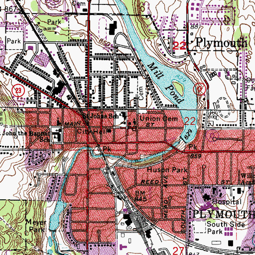 Topographic Map of Plymouth, WI