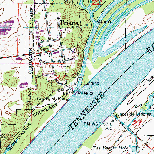 Topographic Map of Triana Landing, AL