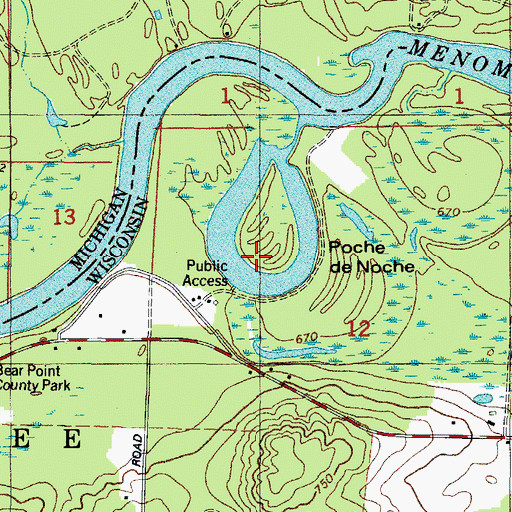 Topographic Map of Poche de Noche, WI