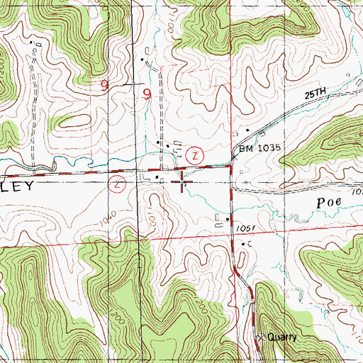 Topographic Map of Poe Creek, WI